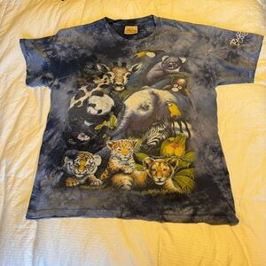 Vintage The Mountain Blue Tie Dye Busch Gardens Animal Tee size large